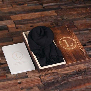 Shawl & Personalized Journal Diary with Wood Box Black - Journal Gift Sets