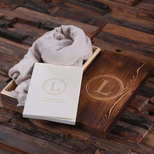 Shawl & Personalized Journal Diary with Wood Box Pebble - Journal Gift Sets