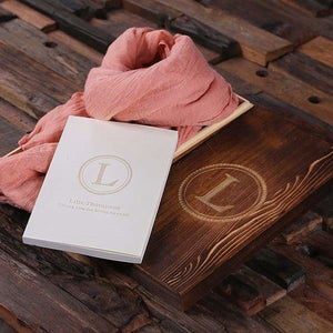 Shawl & Personalized Journal Diary with Wood Box Pink Blush - Journal Gift Sets