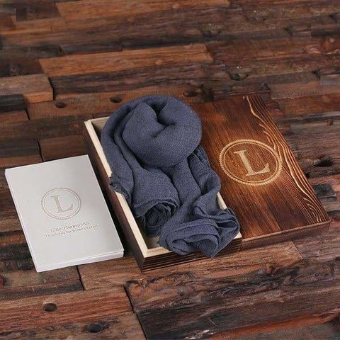 Image of Shawl & Personalized Journal Diary with Wood Box Slate - Journal Gift Sets