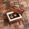 Silver Personalized Mens Classic Cuff Links Wood Inserts with Box Oval - Cuff Links & Gift Box
