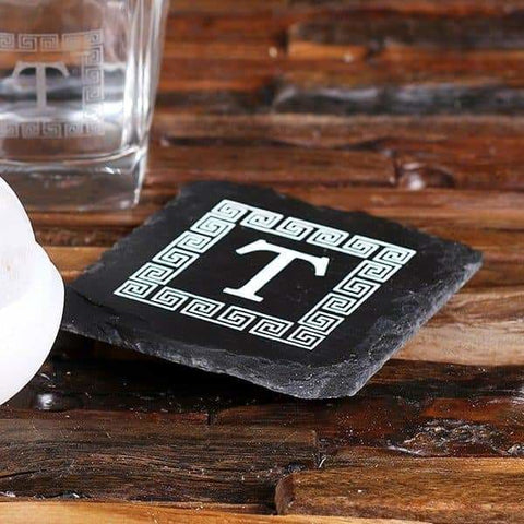 Image of Whiskey Ball Decanter Whiskey Glass Slate Coaster (Ice Ball Maker Mold) Printed Wood Box - Decanter - Whiskey Sets