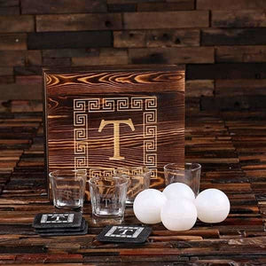 Whiskey Ball Whiskey Glasses Slate Coasters (Ice Ball Maker Mold) Engraved Wood Box - All Products