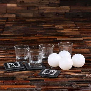 Whiskey Ball Whiskey Glasses Slate Coasters (Ice Ball Maker Mold) Engraved Wood Box - All Products