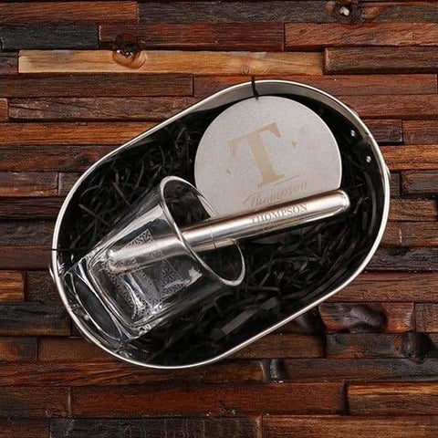 Image of Whiskey Glass Stones Coaster Cigar Holder & Ice Bucket Set - Assorted - Groomsmen