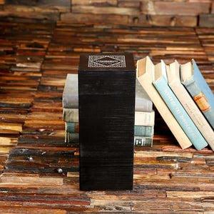 Wood Groomsmen Gift Box Personalized (4.5 x 4.5 x 11 in) - Boxes - Pine Wood (Black)