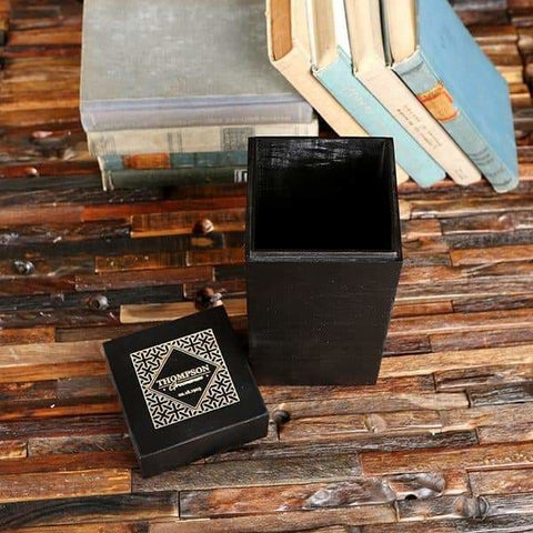 Image of Wood Groomsmen Gift Box Personalized (4.5 x 4.5 x 11 in) - Boxes - Pine Wood (Black)