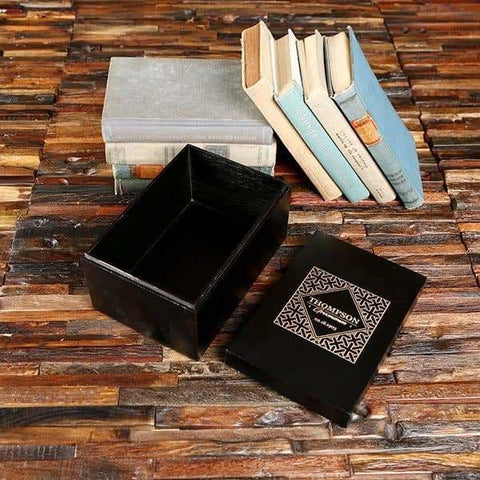 Image of Wood Groomsmen Gift Box Personalized ( 8.75 x 6 x 5 in) - Boxes - Pine Wood (Black)