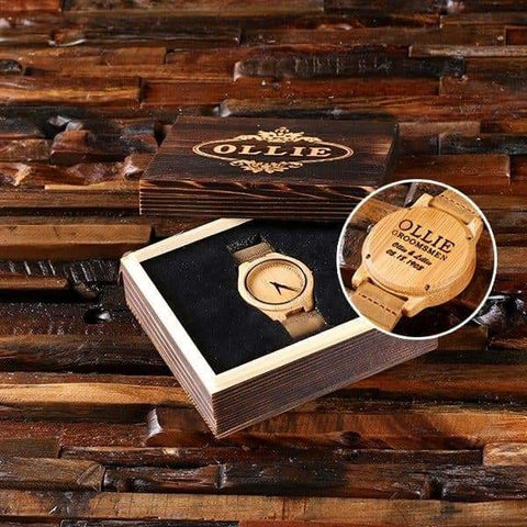 Image of Wood Watch with Engraved Wood Box - Watches