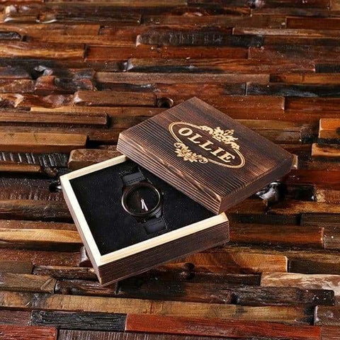 Image of Wood Watch with Engraved Wood Box - Watches